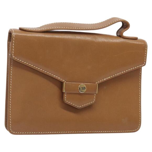 DIOR Hand Bag Leather Brown Gold - Picture 1 of 12